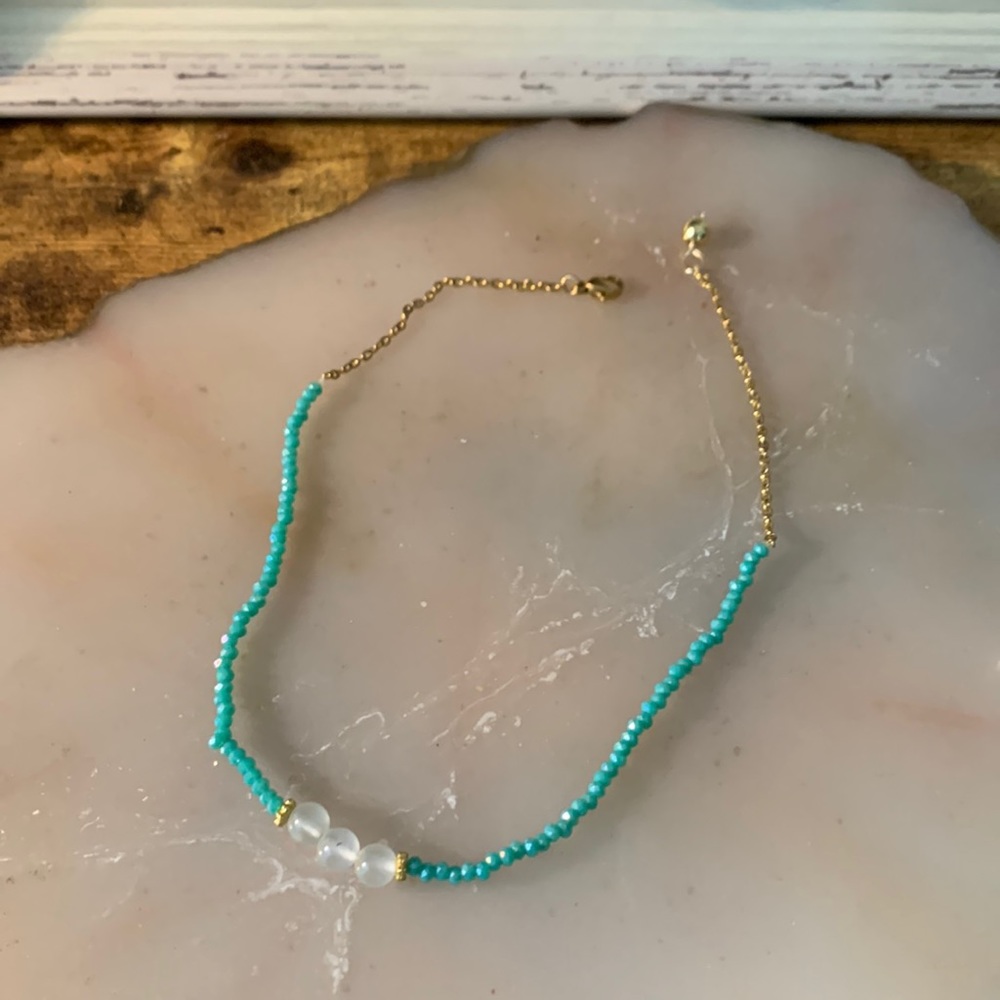 Handmade Turquoise Necklace with real quartz stainless steel